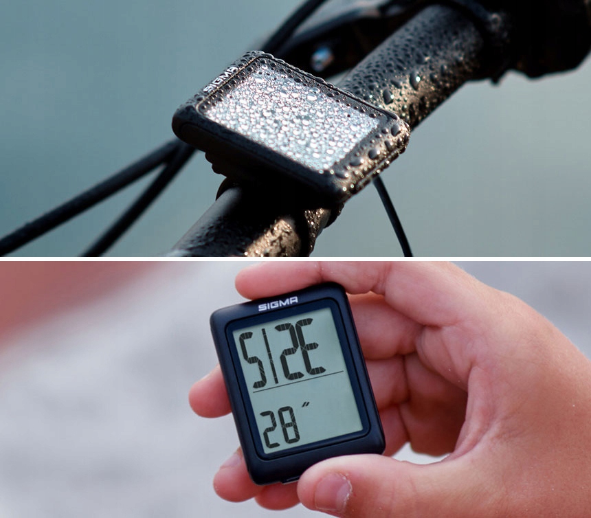 PRZEWODOWY LICZNIK ROWEROWY WODOODPORNY SIGMA 5.0 WR START/STOP ZEGAR 5FN Kolor dominujący czarny