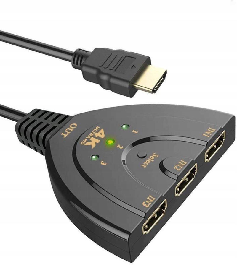 

Rozdzielacz Rozgałęźnik Switch Hdmi 3x1 3 Porty 4K