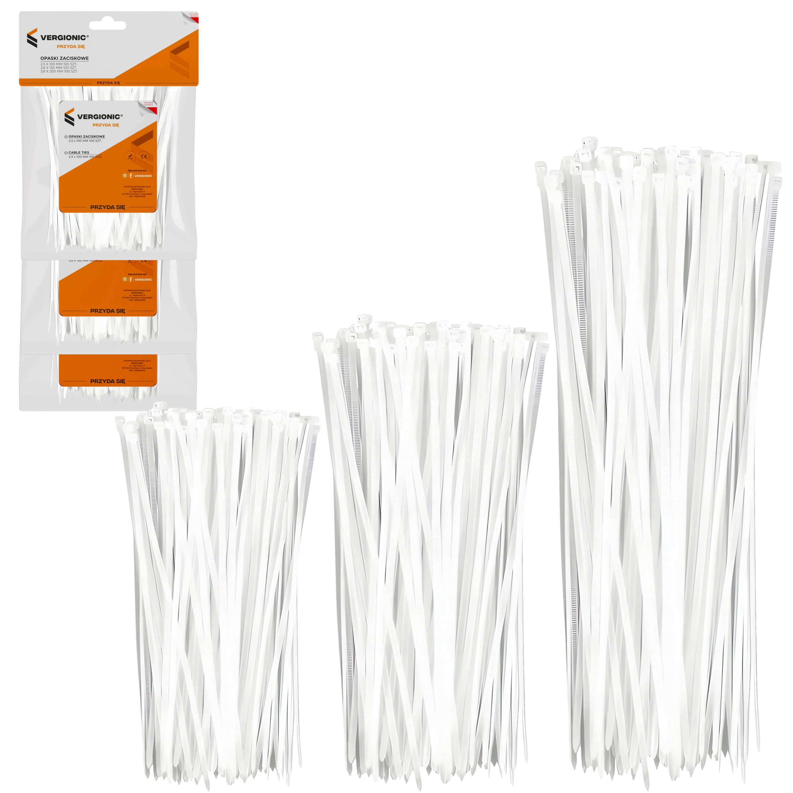 Opaski Zestaw Opasek Zaciskowych Kablowych Trytytki Mocne Uv 300SZT Białe