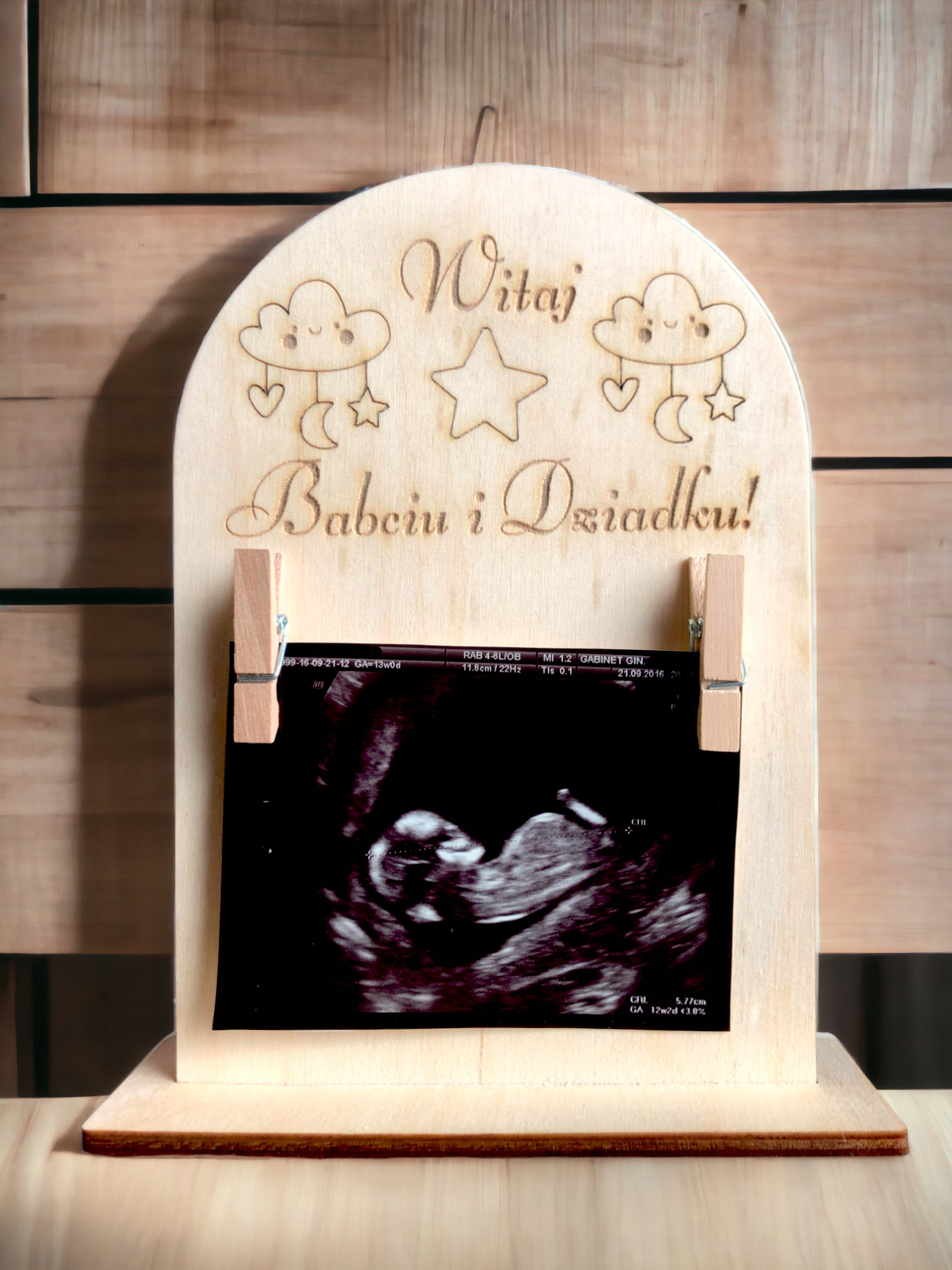Drewniana ramka na USG ciążowe dla Babci i Dziadka Marka inna