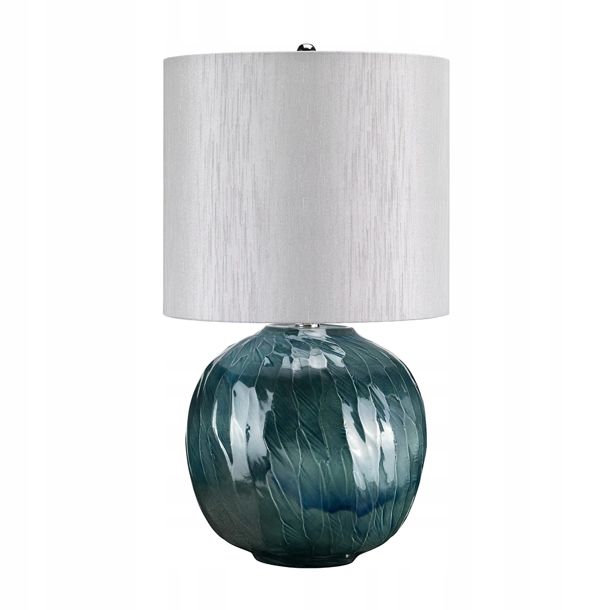 Porcelánová stolová lampa modrá, okrúhla, sivá, tienidlo 55 cm Elstead