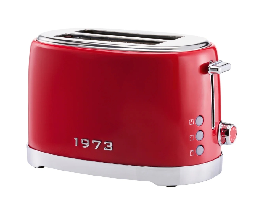Toster dwukomorowy, Silvercrest Str 980 B2 w stylu retro 1973 czerwony