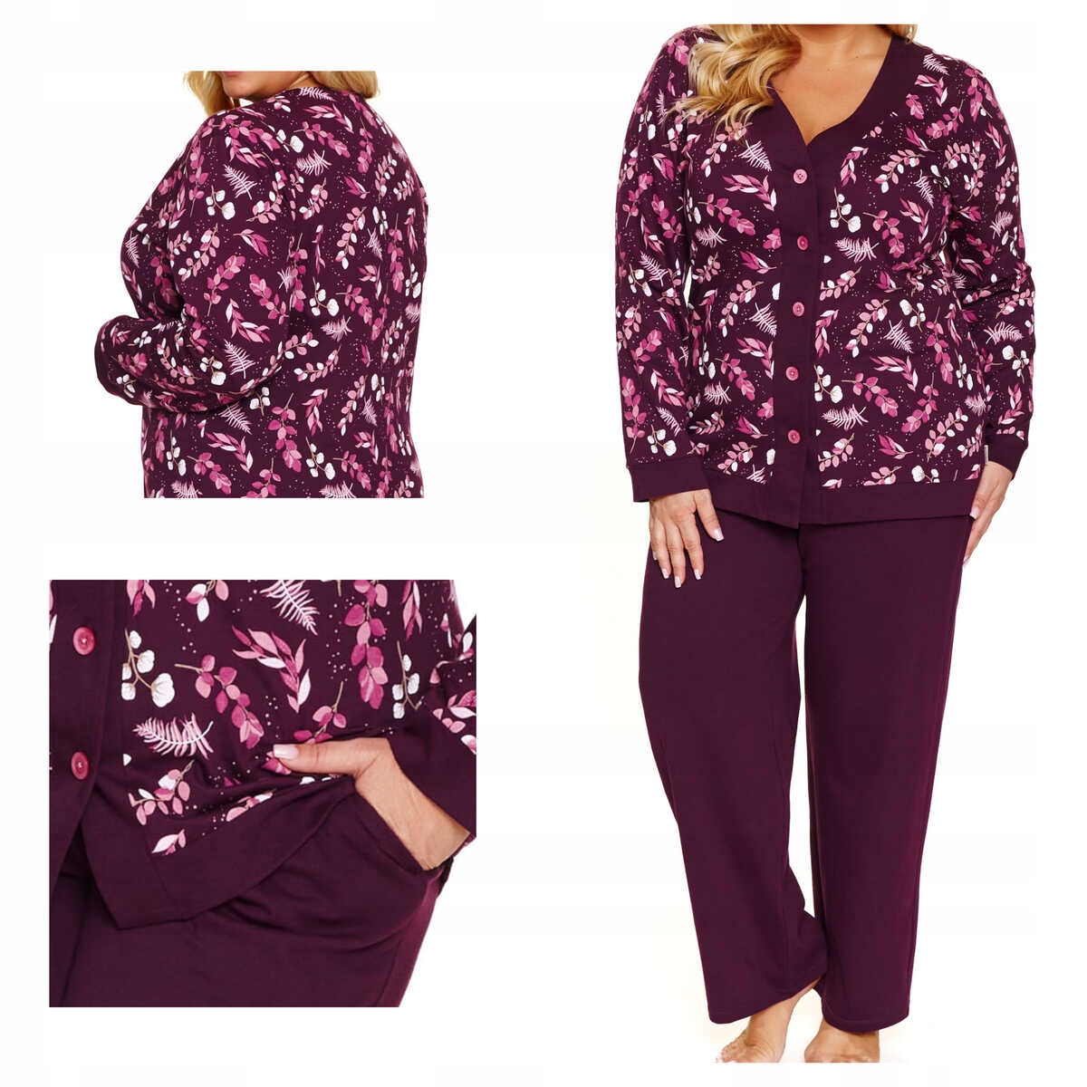 Doctor Nap Dámské bavlněné pyžamo s dlouhým rukávem Pb 7320 burgundy L