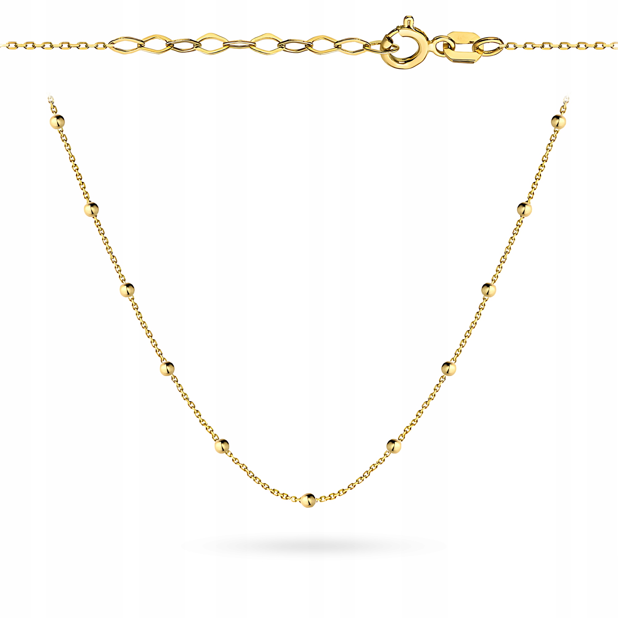 Zlatý Náhrdelník Řetízek Dámský pr. 585 Diamantové kuličky Kuličky 14k