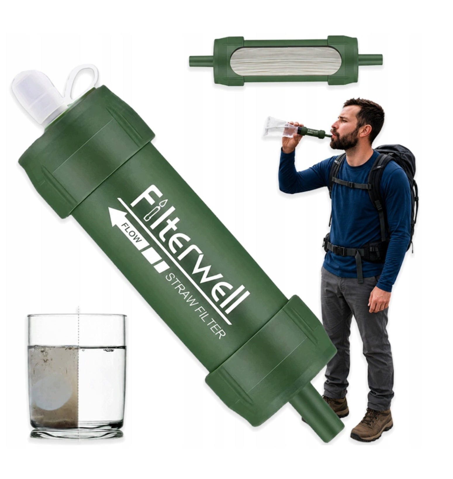 Filtr Do Uzdatniania Oczyszczania Wody Bushcraftowy Survival Słomkowy