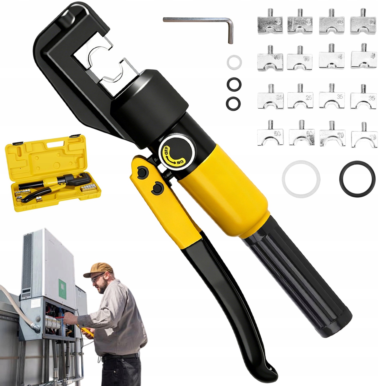 Ruční Hydraulická Lisovačka 8 Matric Cu Al 4-70 MM² 8 T