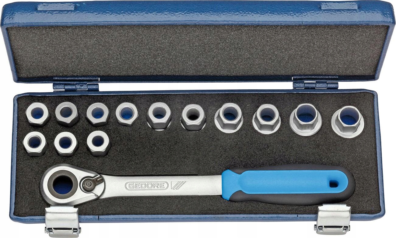 Sada nástrčiek s račňou 6-uholníková vnútorná 1/2", 10-24 x 14 mm, Gedore