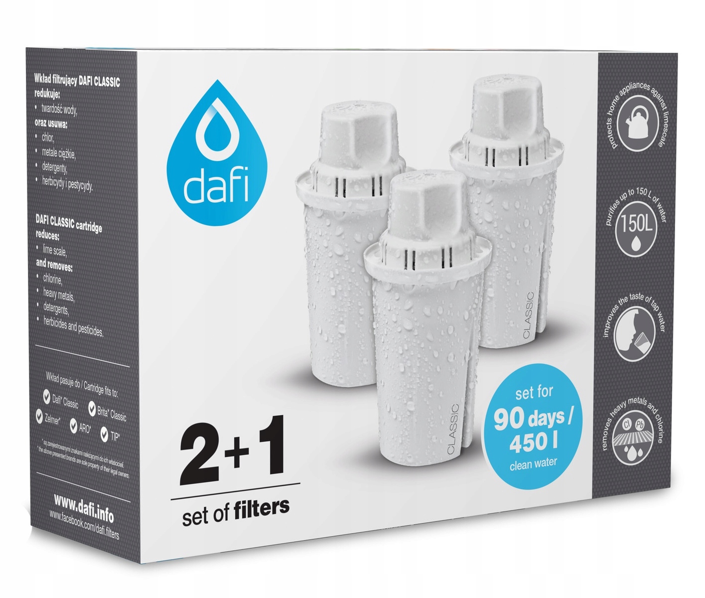 WKŁAD FILTRUJĄCY DAFI CLASSIC STANDARD (2+1SZT.) Liczba wkładów 3