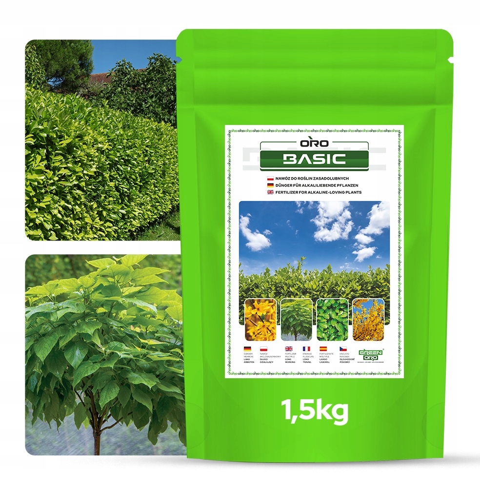 Hnojivo pro Catalpy Berberysové Vavříny Bukszpanů Živého plotu 1,5 kg Oro Basic