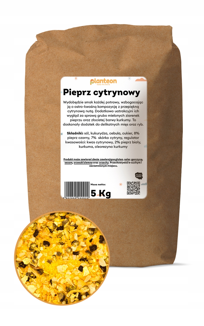 Aromatický citronový pepř pro ryby na zeleniny bez chemie 5 kg