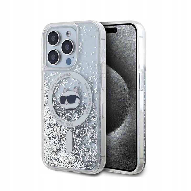 Karl Lagerfeld Liquid Glitter Choupette Head MagSafe – Pouzdro iPhone 14 Pro