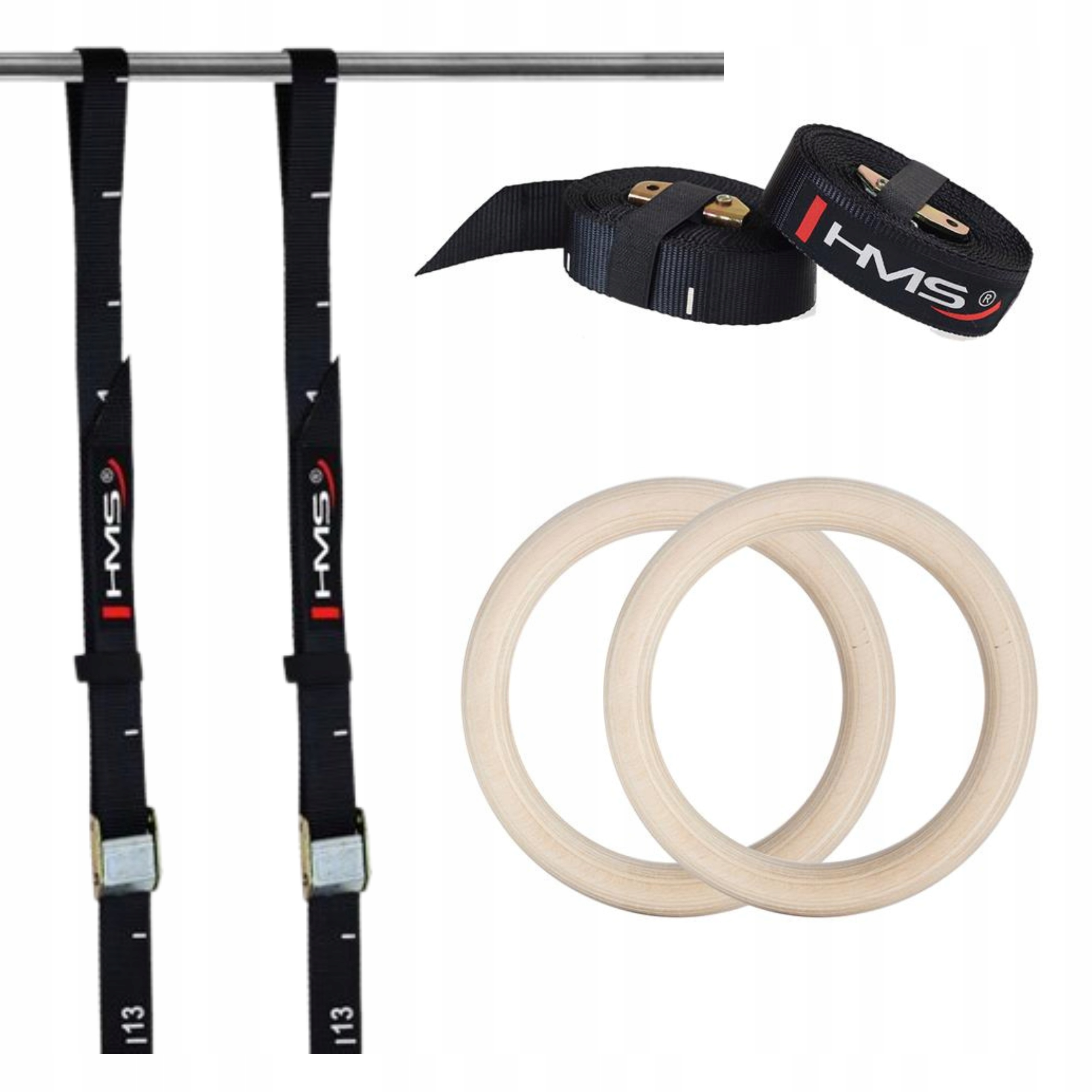 Gymnastická kolečka Hms dřevěná pro trénink Crossfitu a síly