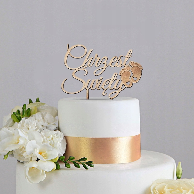 TOPPER NA TORT CHRZEST ŚWIĘTY ZE STÓPKAMI Okazje chrzest