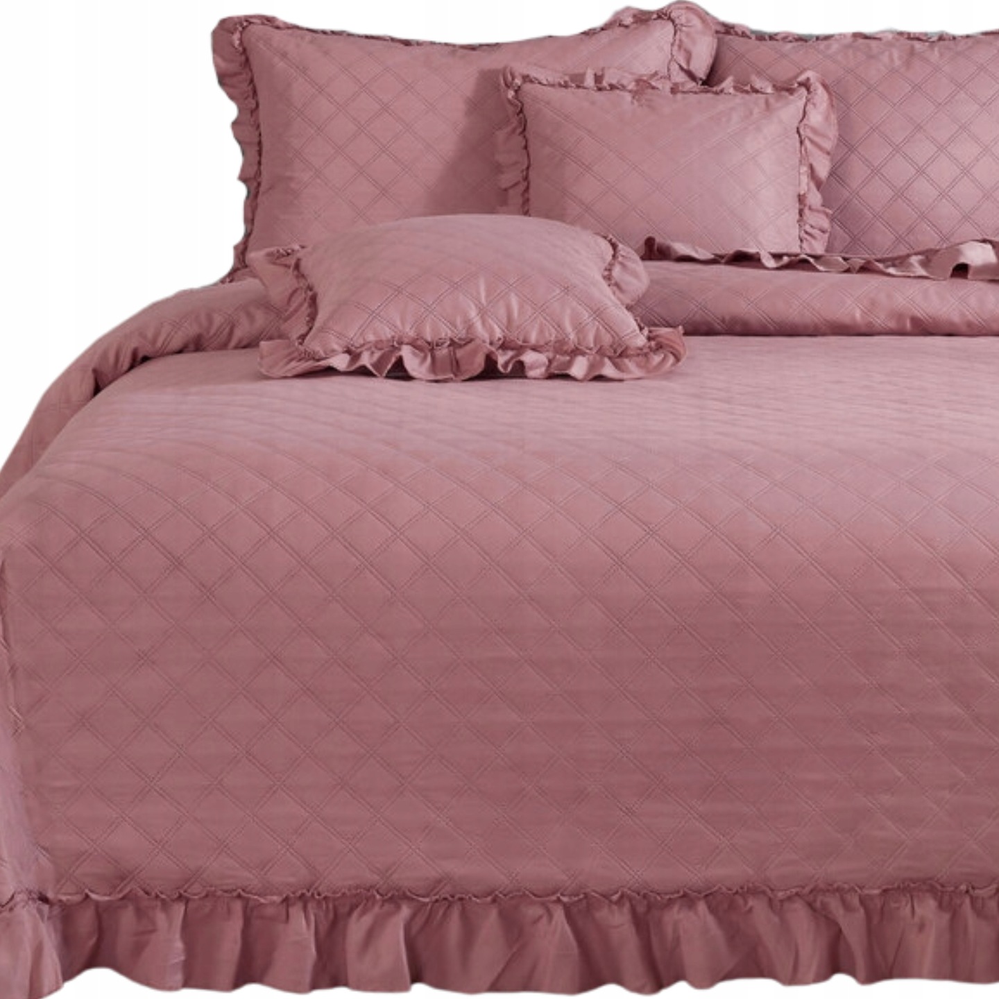 Přikrývka Na Postel Prošívaná Oboustranná Kapa 160x200CM Pled Volánky Ruffy