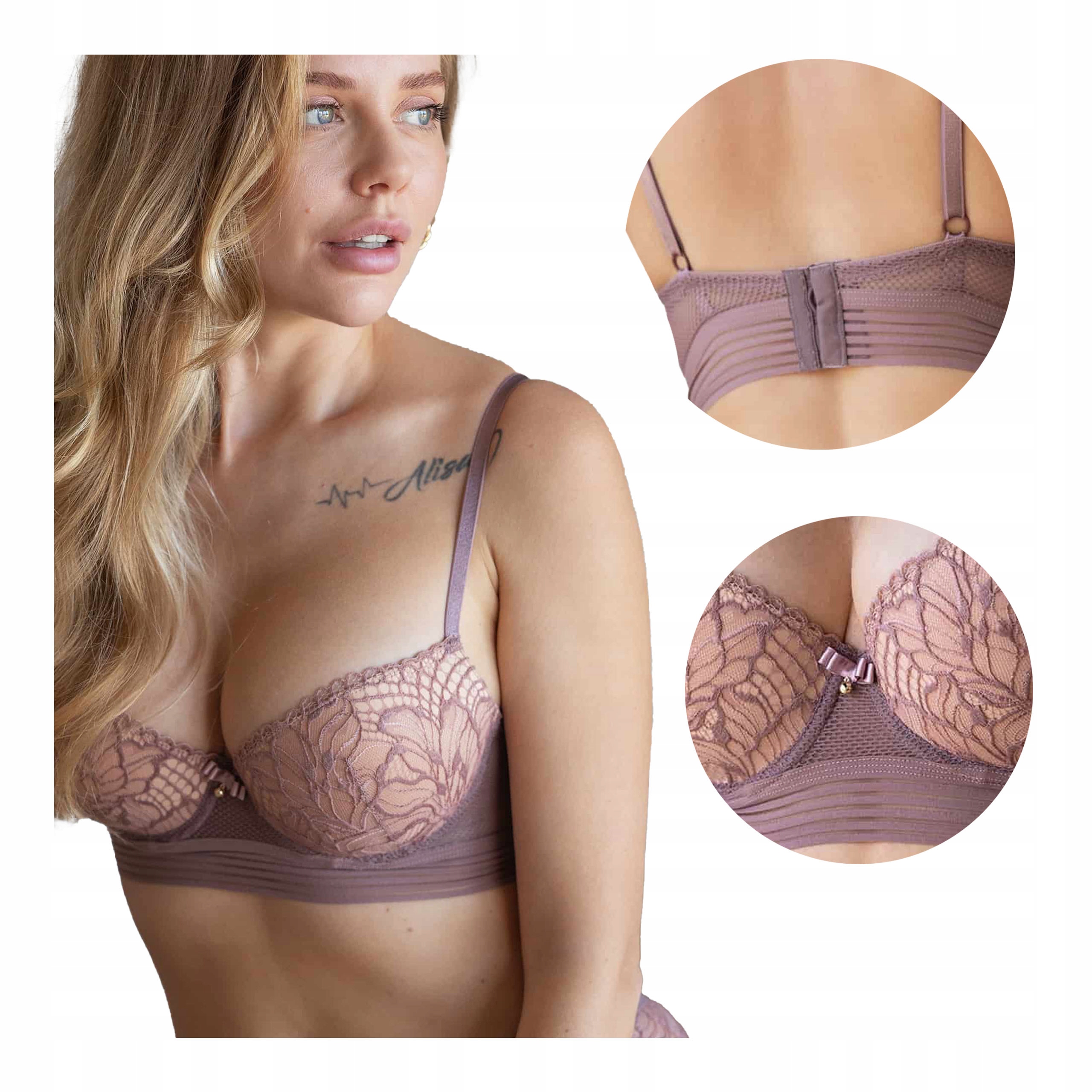 Vyztužená podprsenka s kosticemi, krajková sexy push up podprsenka Kleo 75D