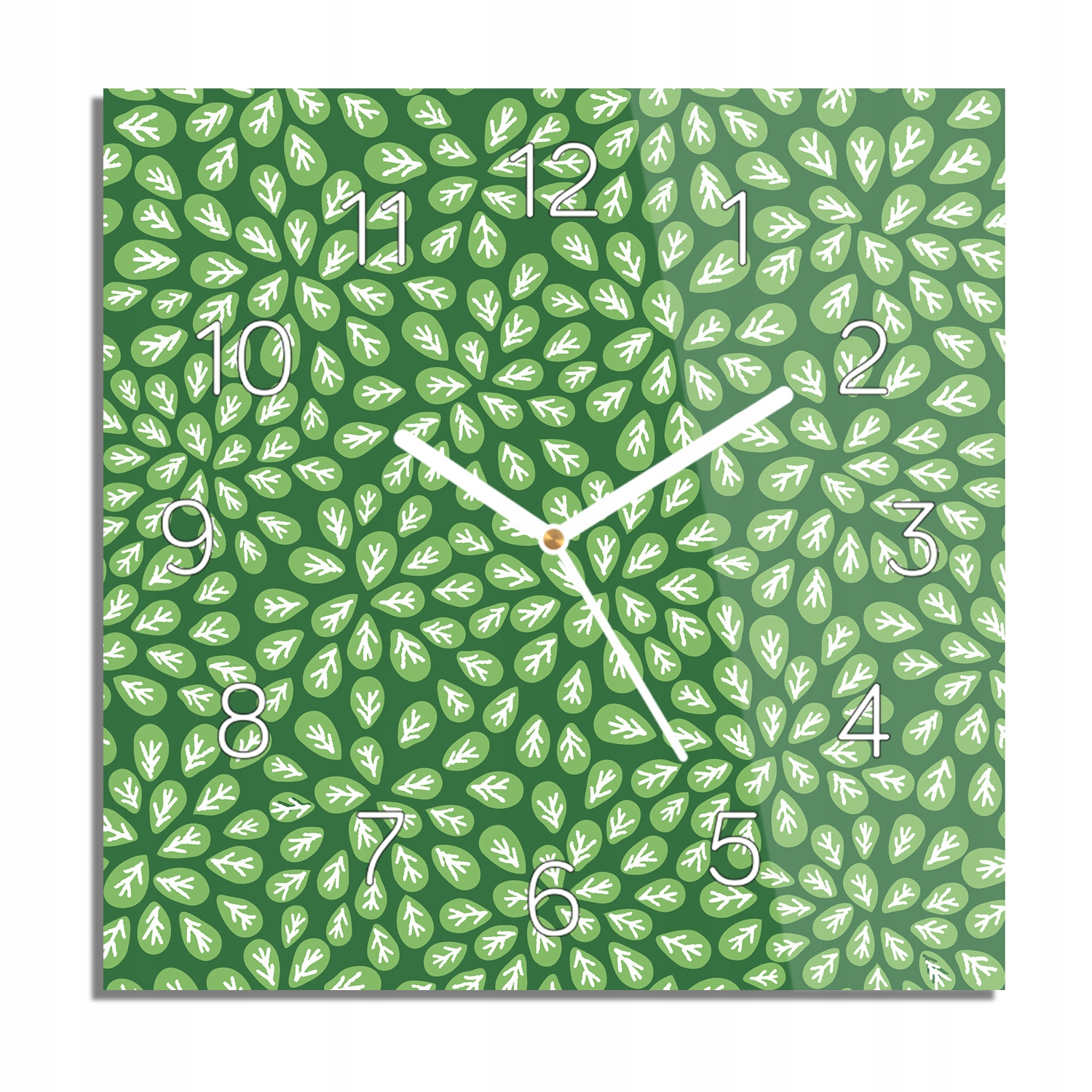 

Wzór liście zegar szklany z foto 30x30 do pokoju