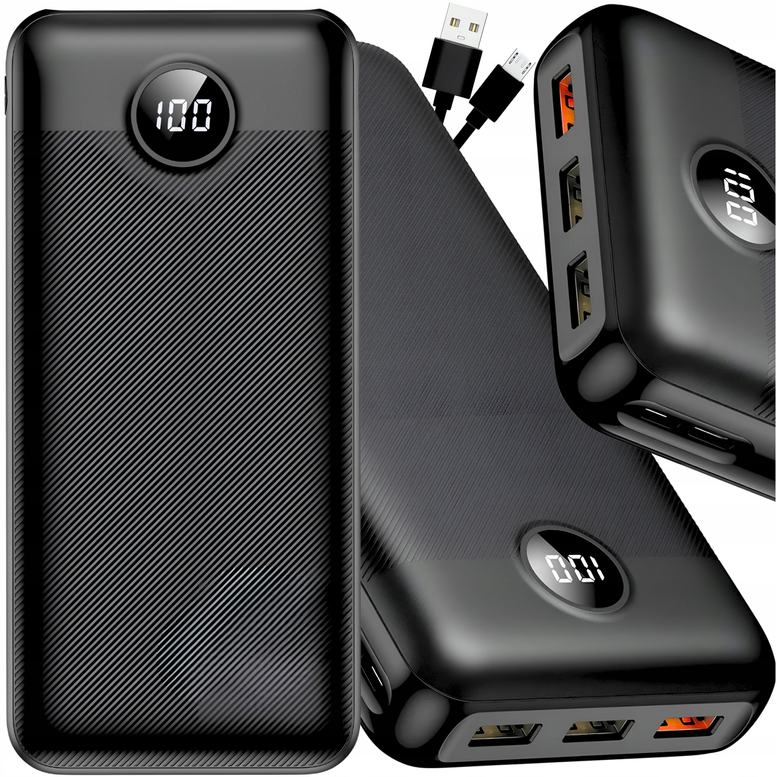 Szybki Powerbank 30000 mAh 20W Qc 3.0 3x Usb Pd 3.0 Usb-c Power Bank Mocny