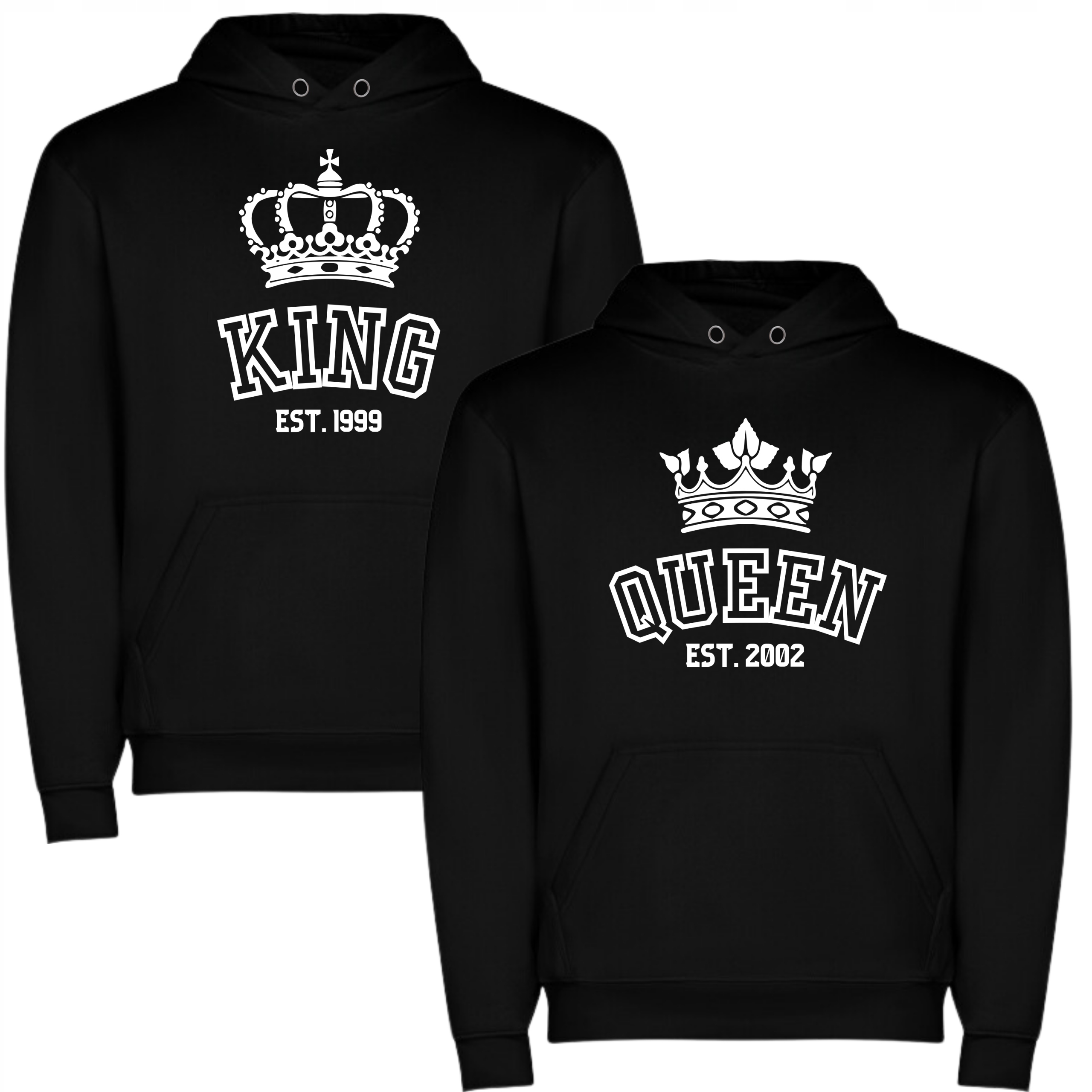 Mikiny Pro Páry Personalizované S Vlastním Datem King Queen Dárek K Valentýnu