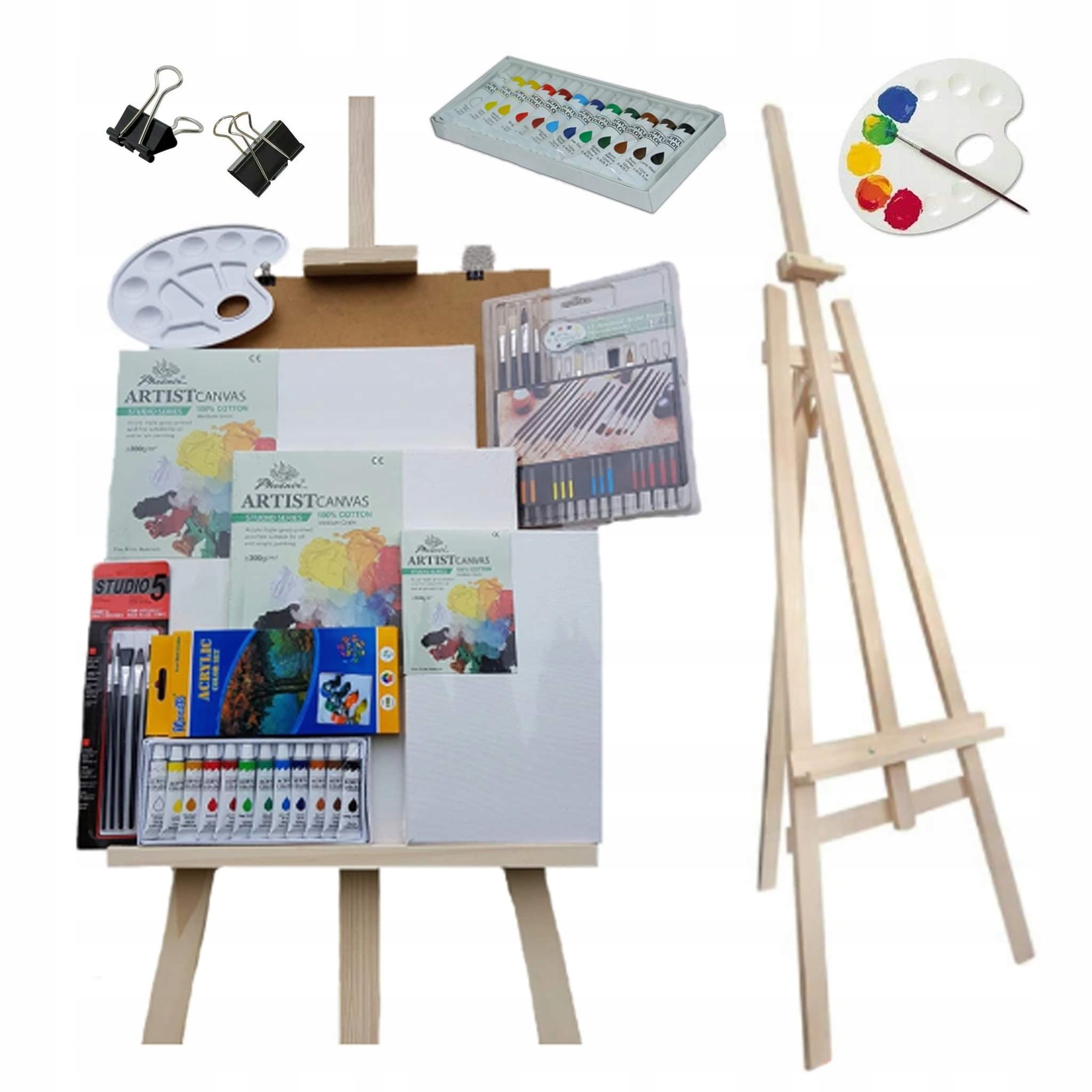 Stojánek masivní dřevo trojnožka malířská sada Farby XXL1 Dárek