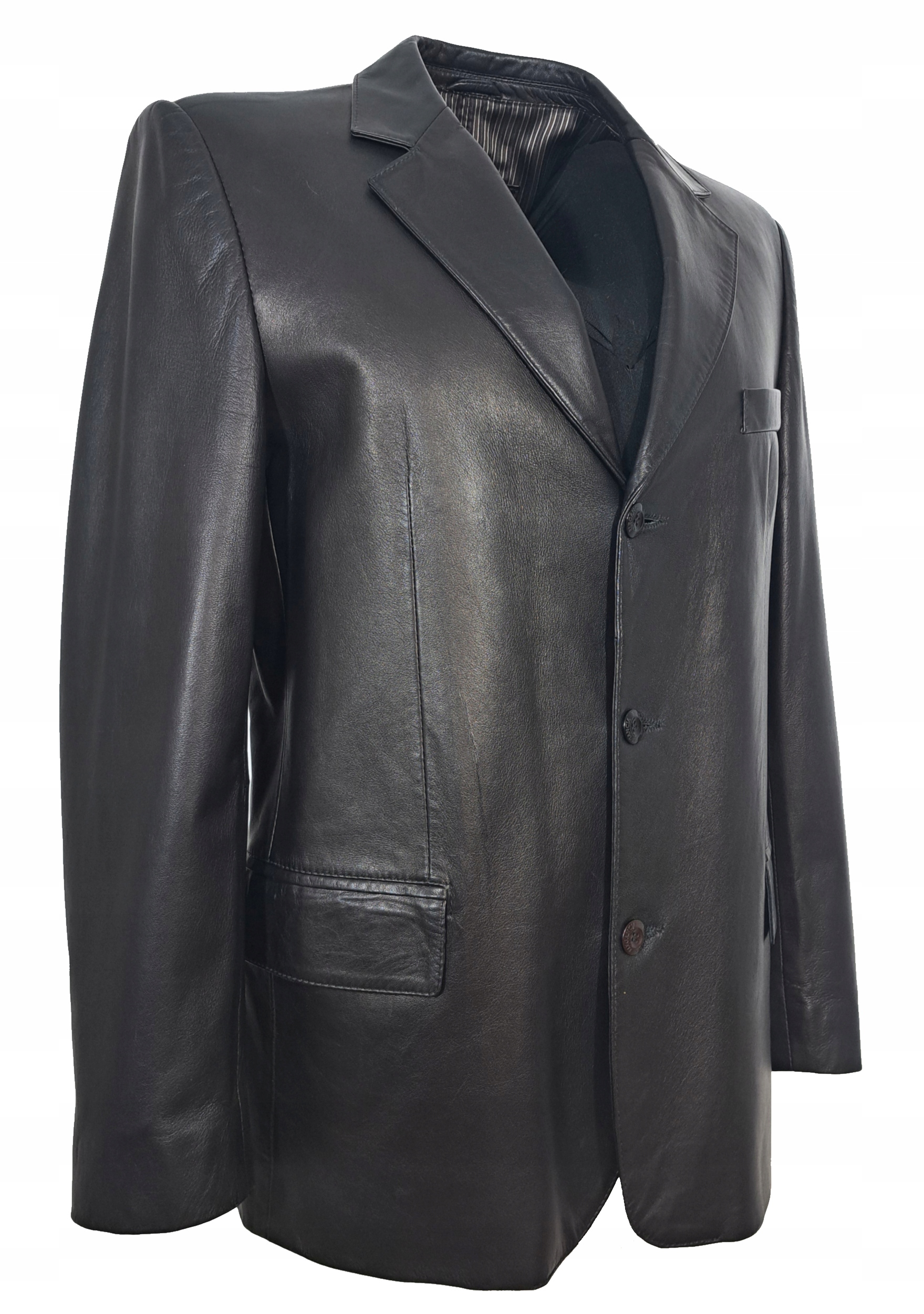 Marynarka SKÓRZANA MĘSKA 48 ELEGANCKA Czarna NOWA KLASYCZNA Rozmiar M