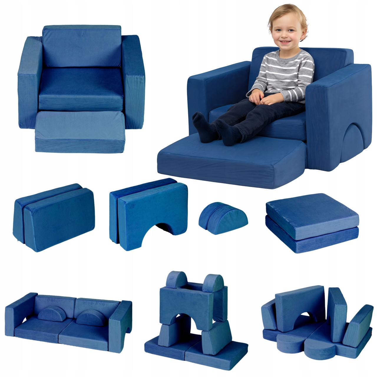 Fotel Modułowy Składany Sofa Kanapa Diy Dla Dzieci 8 Poduszek