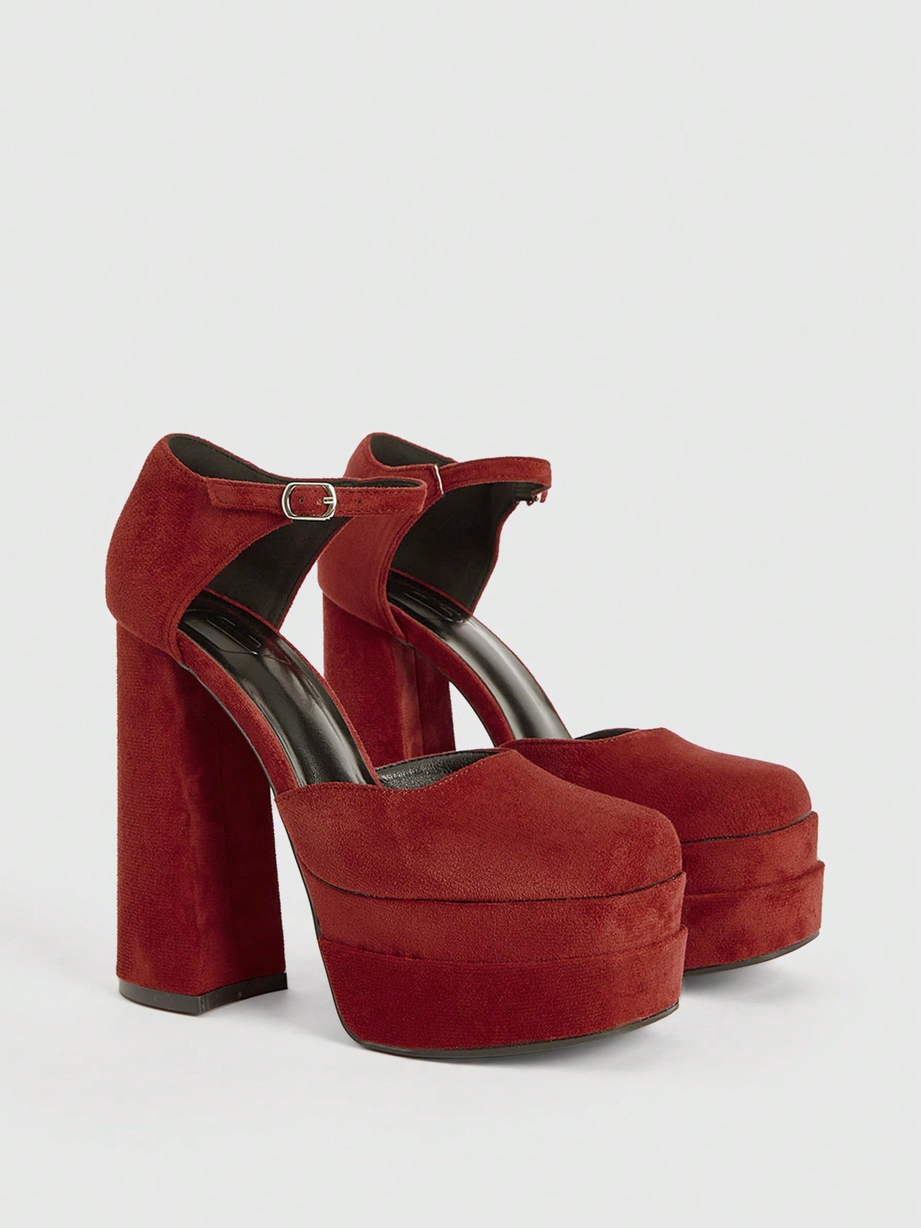 Dámské Semišové Lodičky High Heels Burgundské Elegantní Shein 38