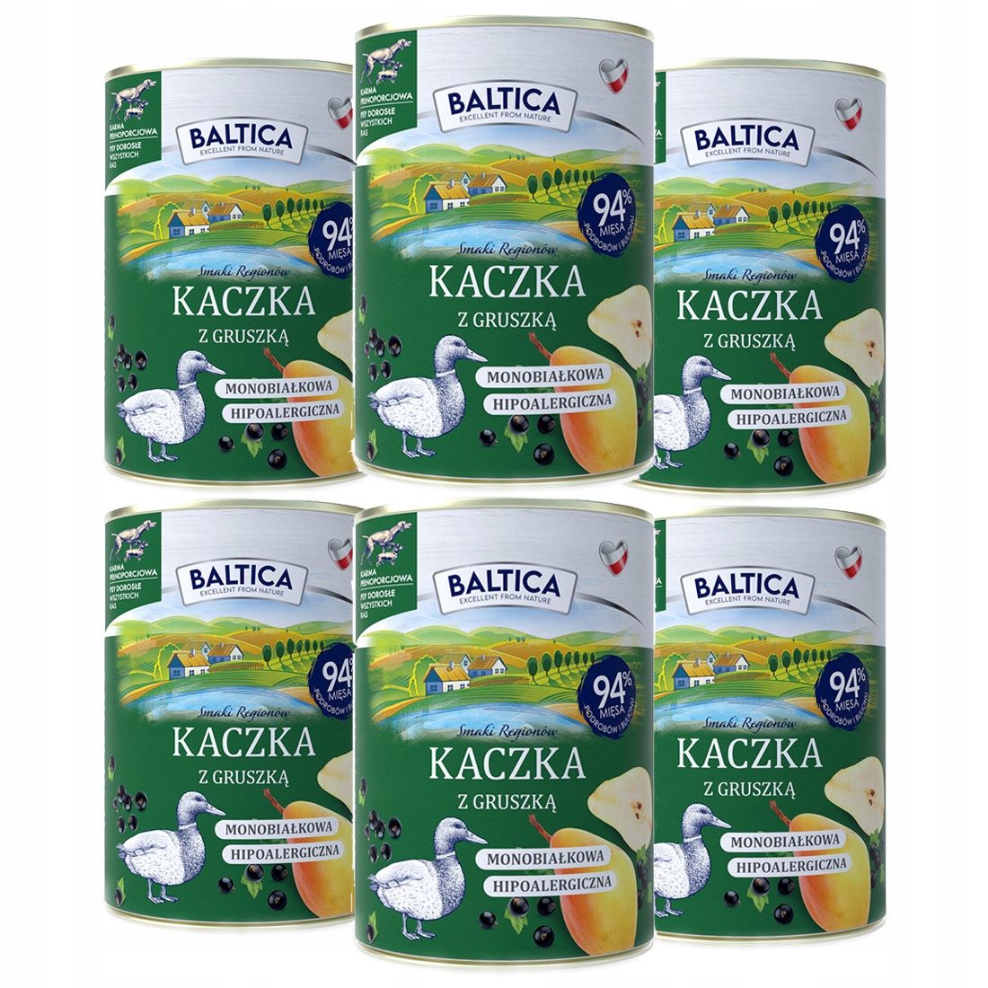 Levně Baltica Kachna S Hruškou 6x400G Set Mokrého Krmiva Monoproteinová