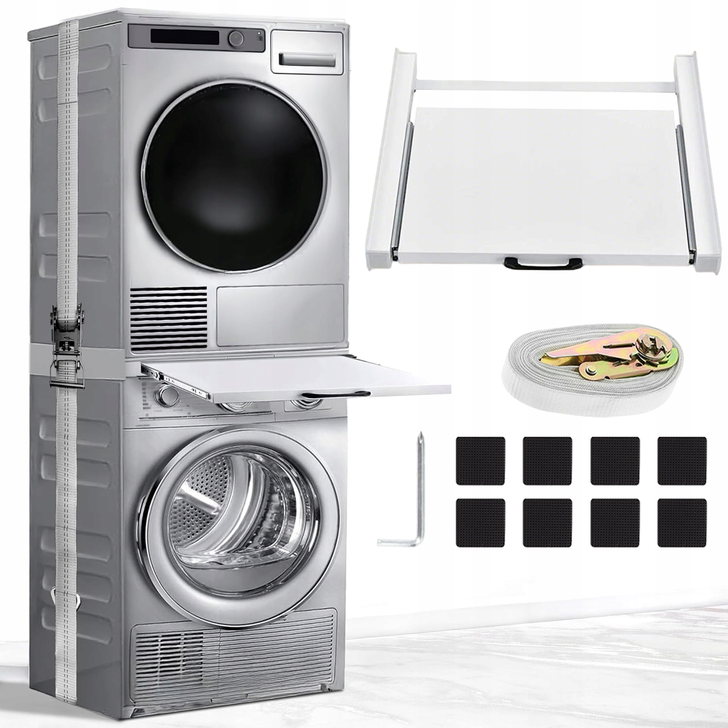 Uniwersalny łącznik pralki i suszarki 54x60x7.5cm z wysuwaną półką stabilny