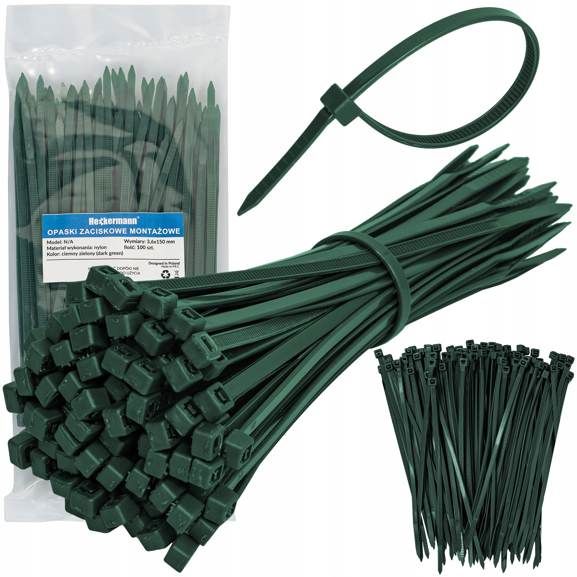 Opaski Zaciskowe Mocne Trytytki 3,6x150mm 100 Szt Zielone