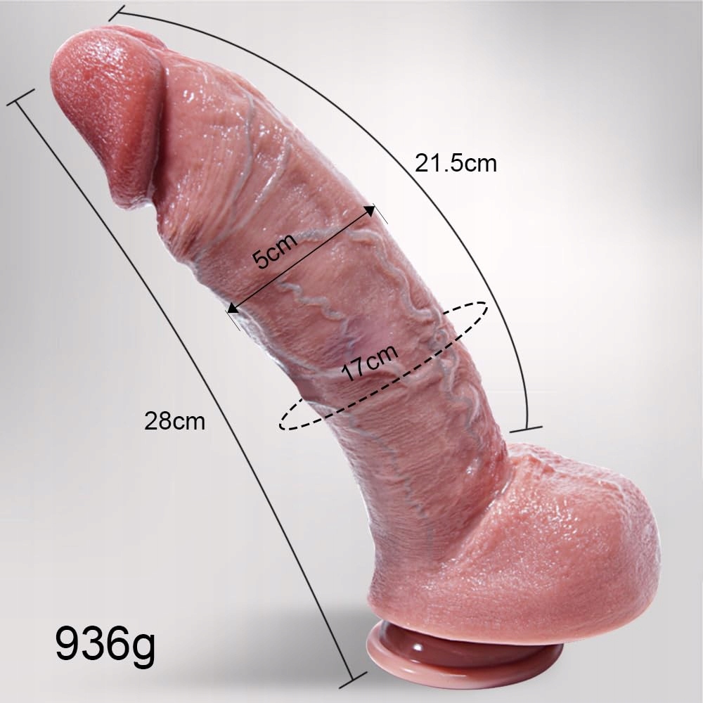 GIGANTISCHER DILDO Realistyczny Silikonowy Dildo 28 cm Z Przyssawką — miniatura 6