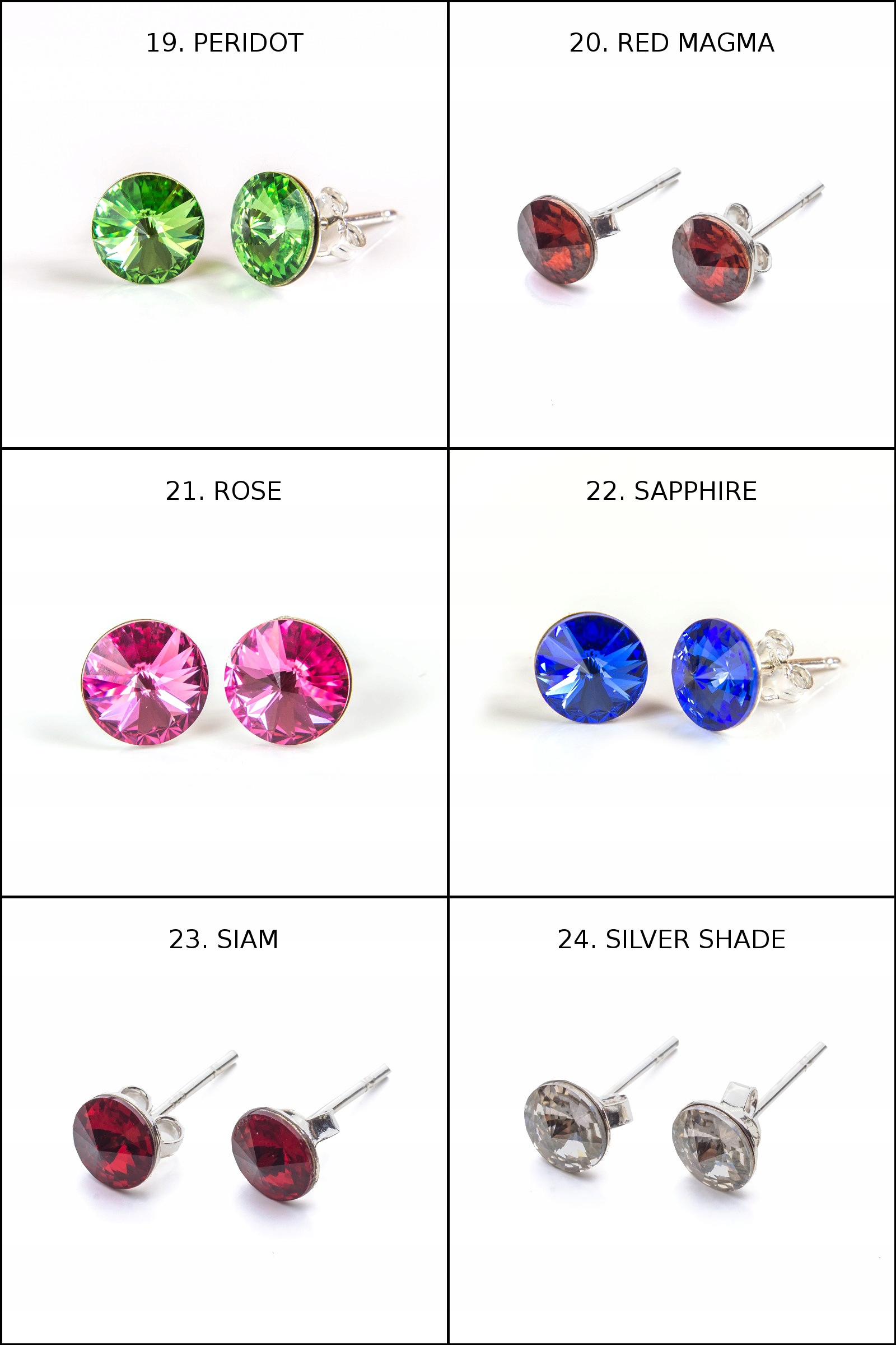 Srebrne Kolczyki z Kryształami Swarovski Rivoli 6 Kamień Cyrkonia Kryształ Inny kamień