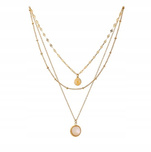 

Naszyjnik potrójny złoty łańcuszek celebrytka stal