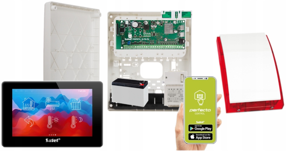 Zestaw Alarmowy Satel Perfecta 64 M Lte Gsm Push Sms Aku 7Ah Syrena App