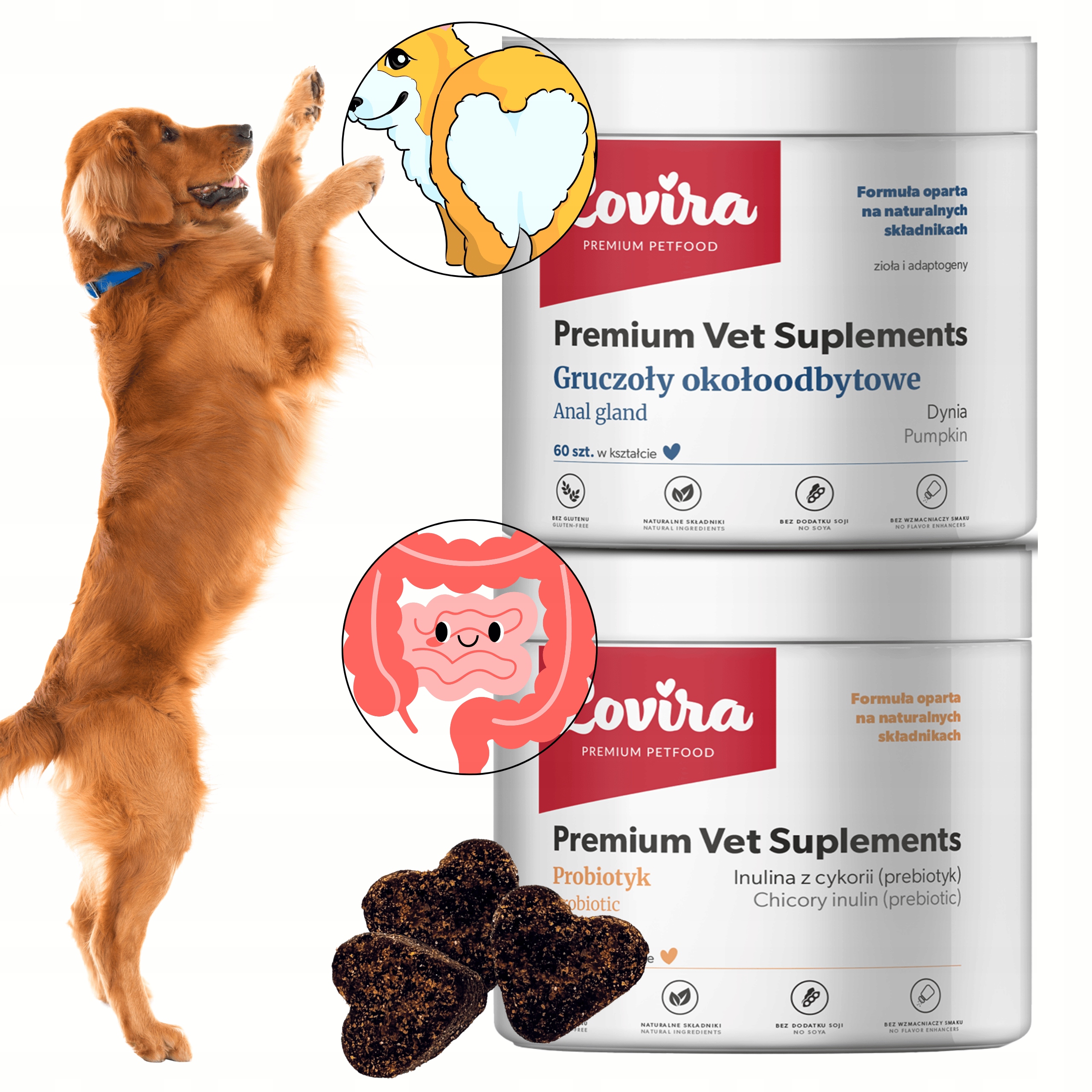 Levně Set 120 ks Doplňky Pro Psa Na Střeva Probiotikum A Na Žlázy