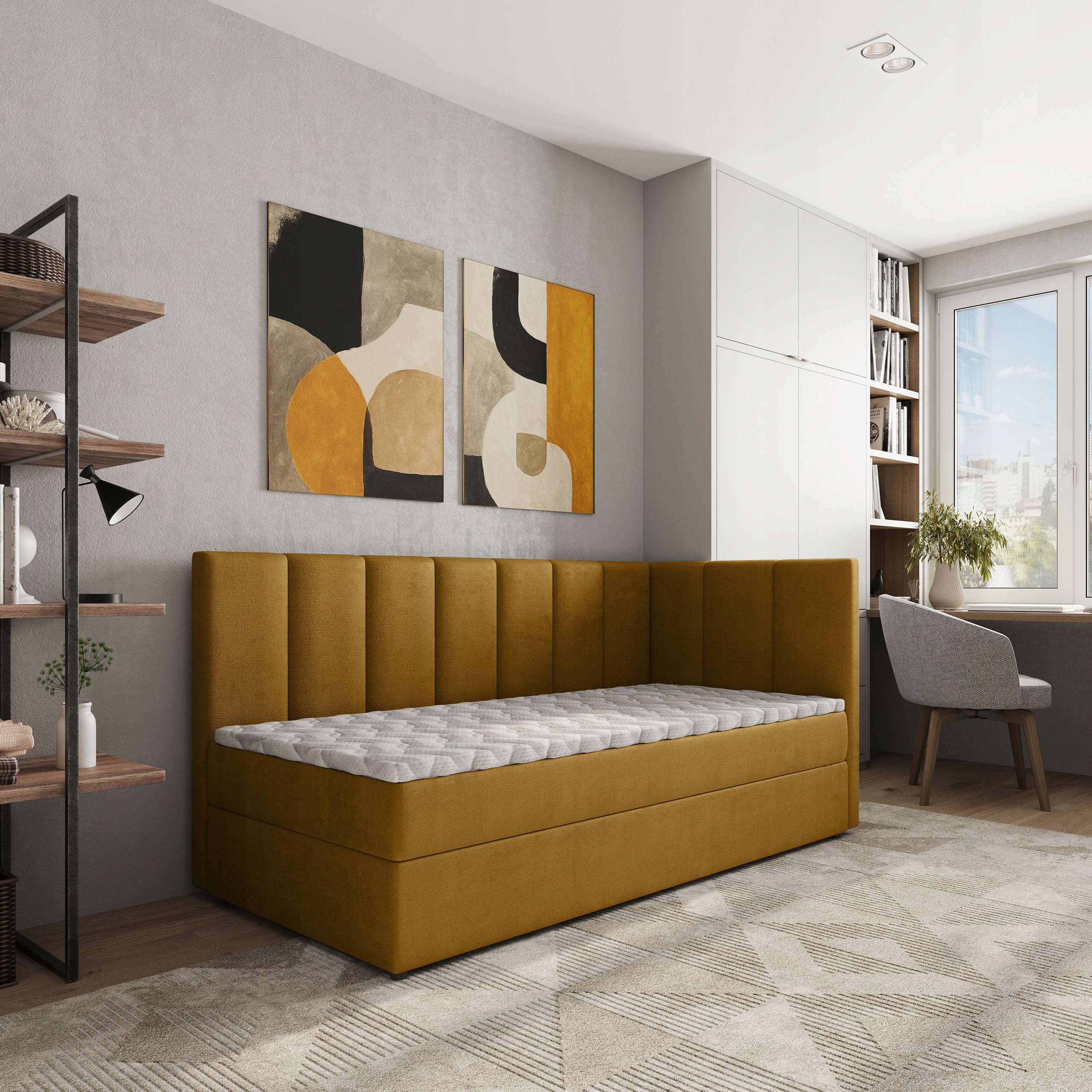 Jednolůžko Beve 90x200 cm s matrací Jednolůžkové Pro Mládež Žluté