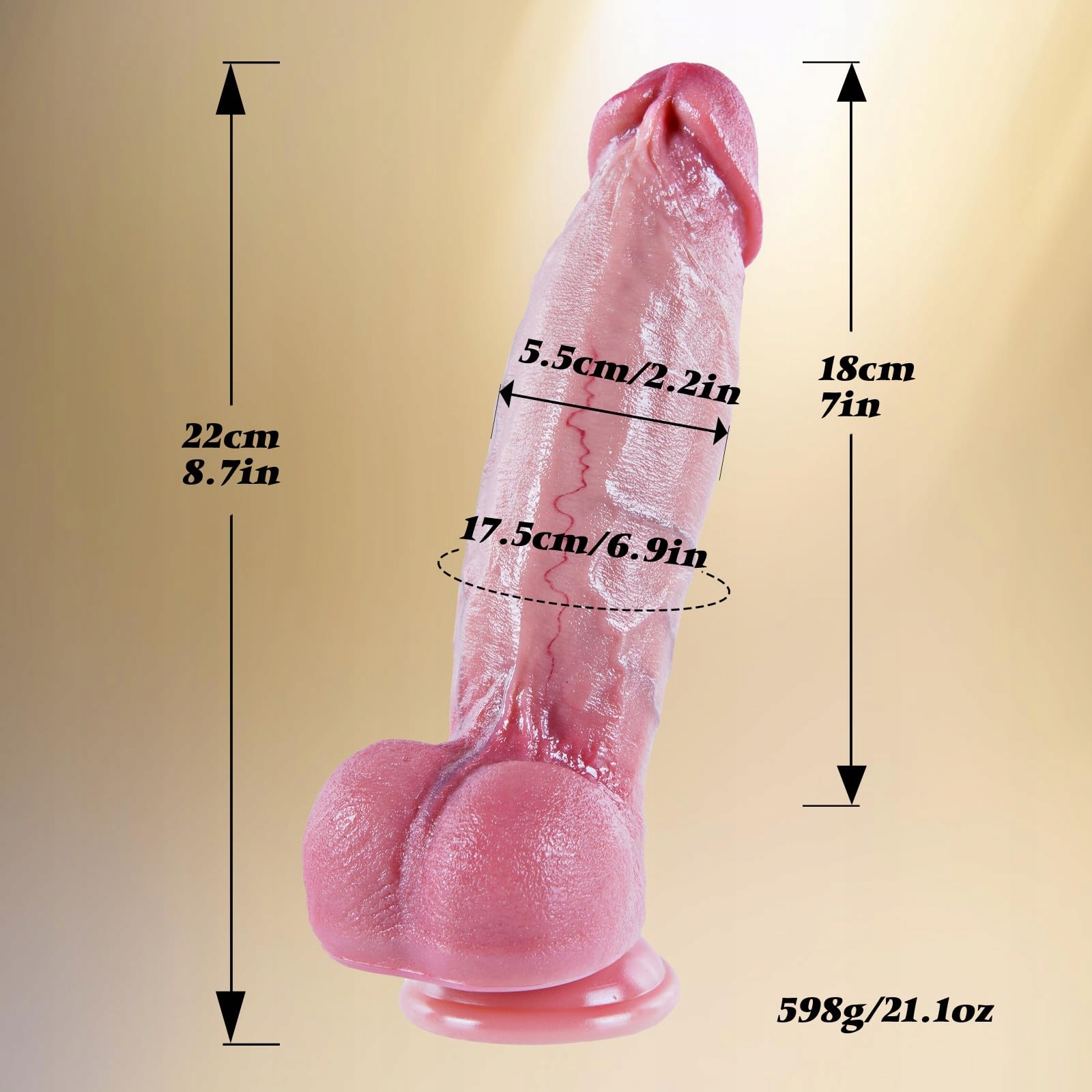 REALISTISCHER Silikonowy Dildo 22cm Z Przyssawką Do Stymulacji G Punktu — miniatura 7