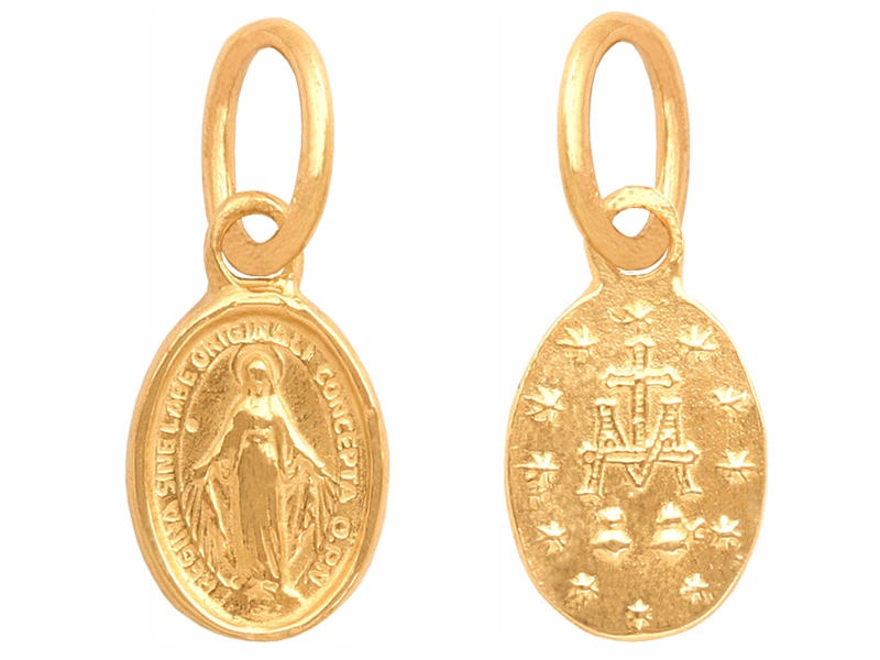 Zlatý medailonek 585 Oboustranný na křtiny 0,66g I Svaté Přijímání jako dárek 14kt