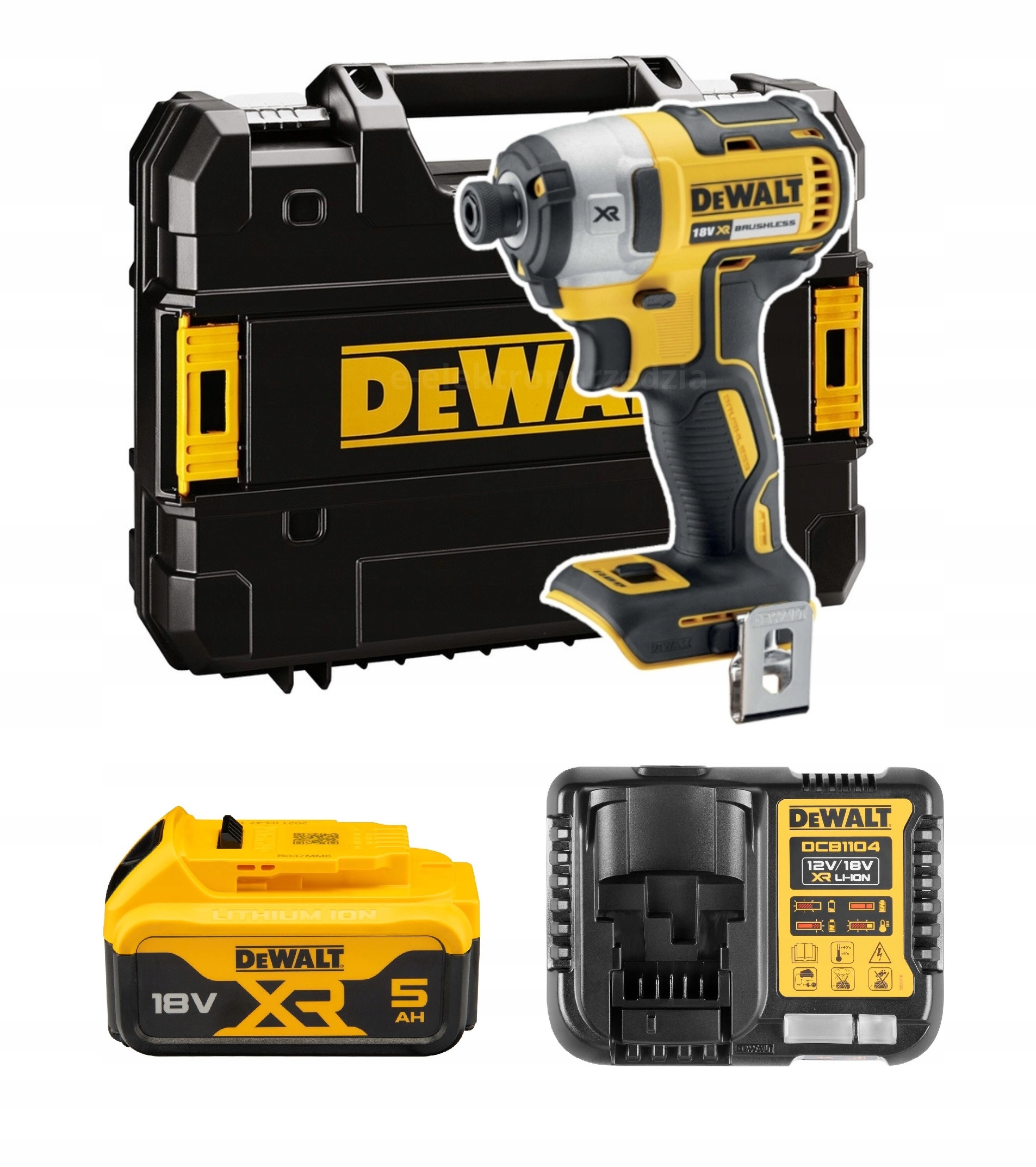 DeWalt Zakrętarka udarowa 18V 205Nm 1x5Ah DCF887 ładowarka Walizka Tstak