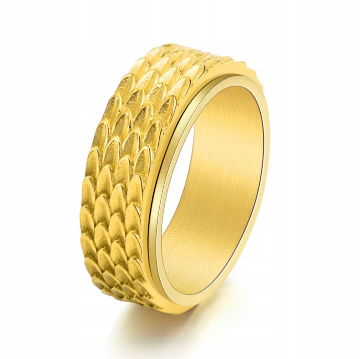 Zlatý prsten Drak Dračí šupiny Otočný Dragon Scale Sygnet Anxiety Ring
