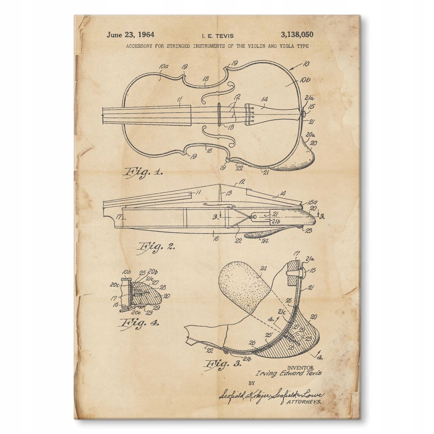 Kovový plakát Violin nástroj Retro Szyld Plech 42 x 59,4 cm Dárek