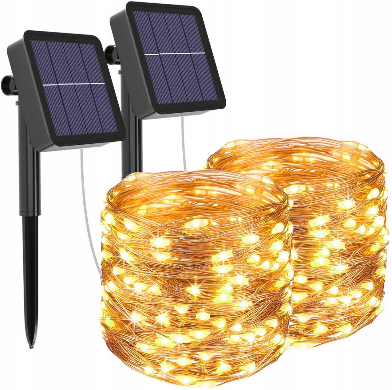 

2 Szt 50 Led Lampki Solarne Ogrodowe Żarówka Lampa