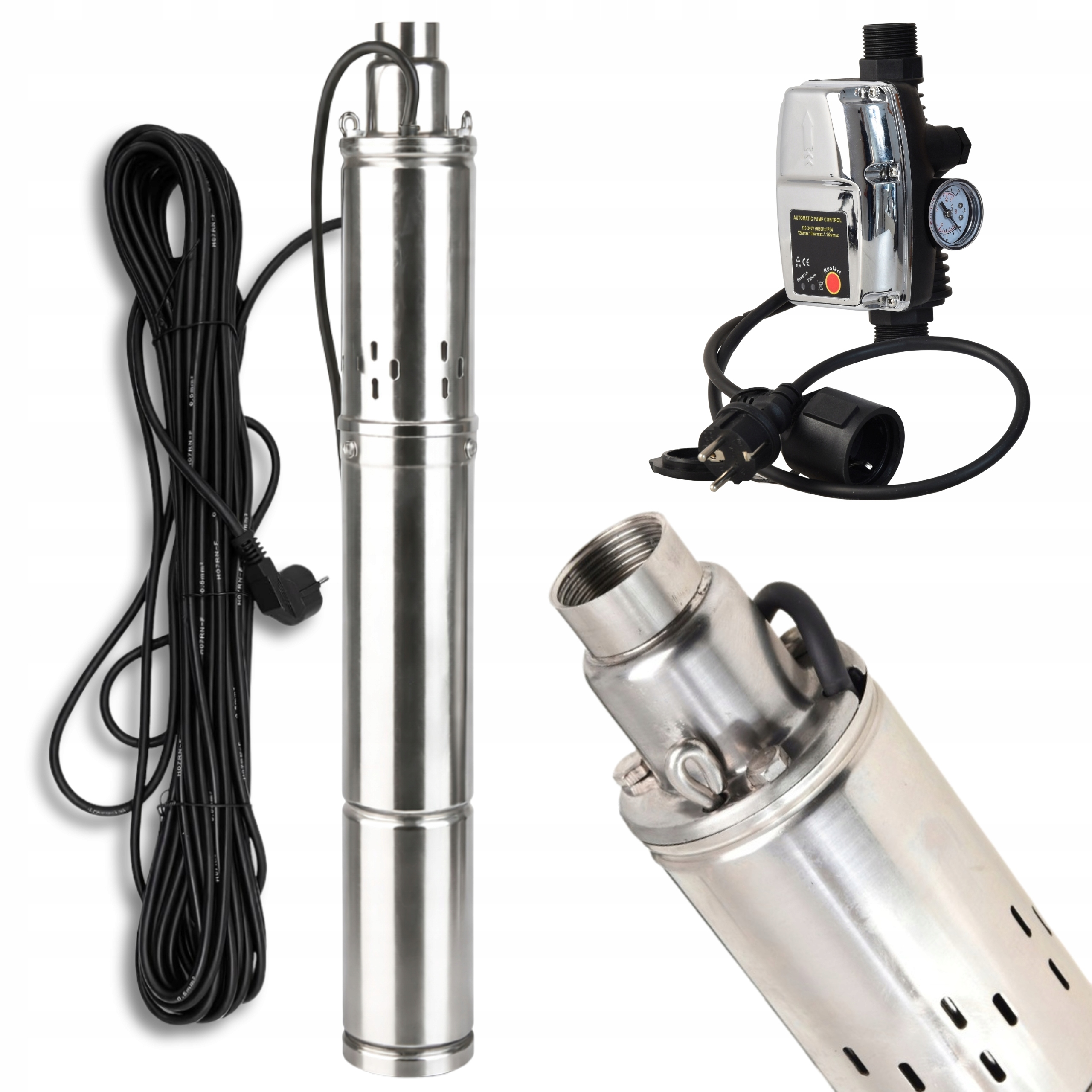 Ponorné Čerpadlo 3" Deep 1800 L/h 250 W Pro Studnu Vody Automat CSK5 Sada