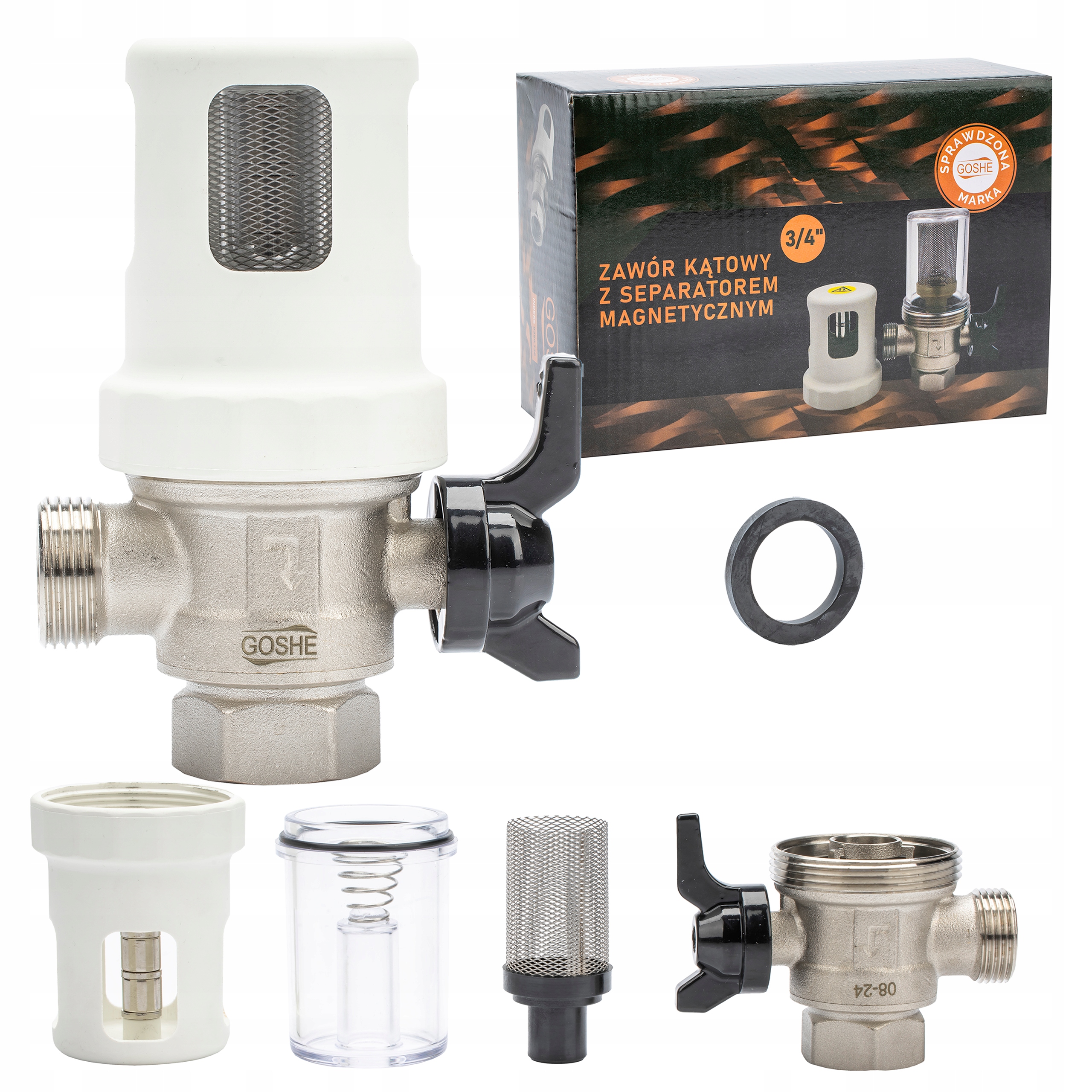 Zawór Kątowy Z Filtrem Separatorem Magnetycznym Ø 3/4" Do Kotła Filtr Wody