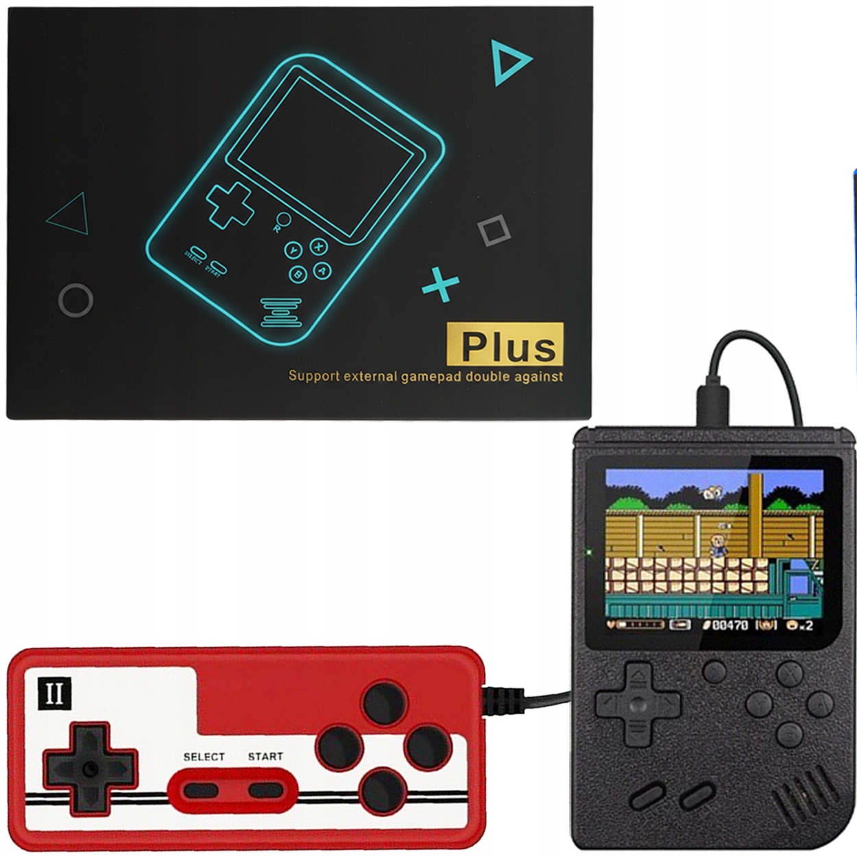 PRZENOŚNA MINI KONSOLA RETRO GAMEBOY GAME BOX MARIO CONTRA 400 GIER + PAD
