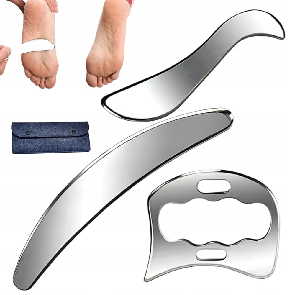 Destička Gua Sha Gua Sha Deska Nerezová Ocel Na Obličej 3-DÍLNÁ Sada
