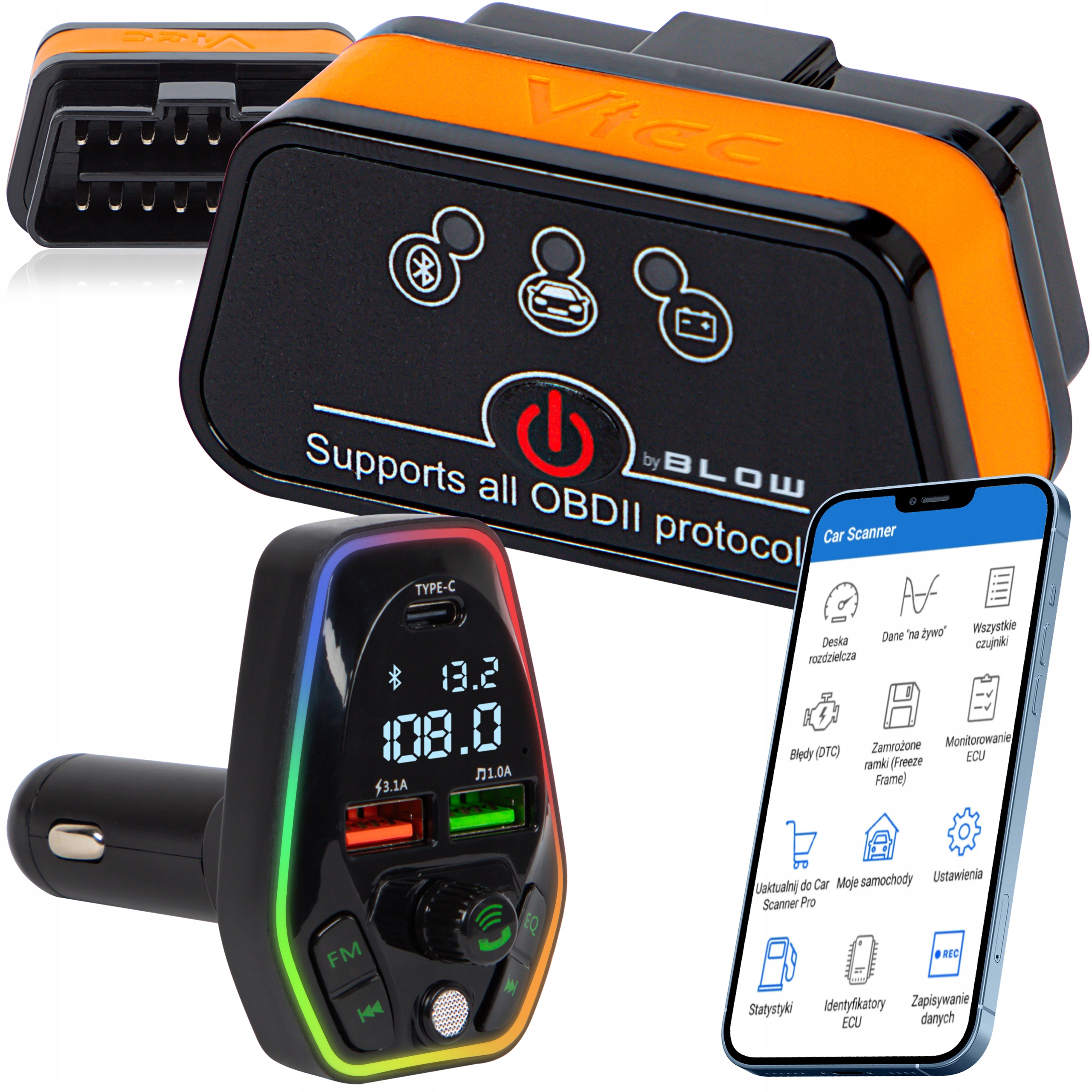 Interfejs Diagnostyczny OBD2 Bluetooth Android iOS Windows Transmiter