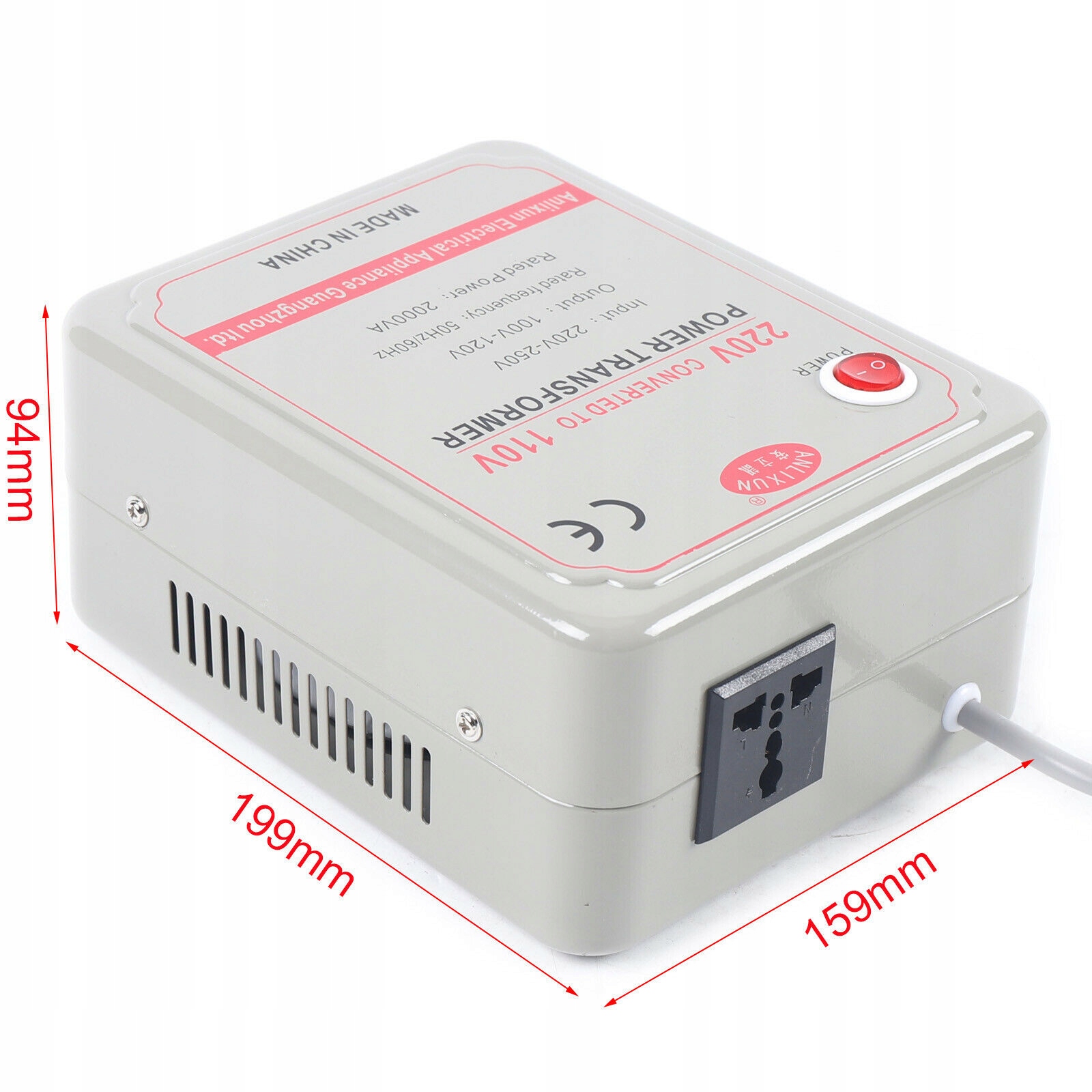 TRANSFORMATOR 220V-250V NA 110V-120V (2000W) Kod producenta TRANSFORMATOR (2000W)