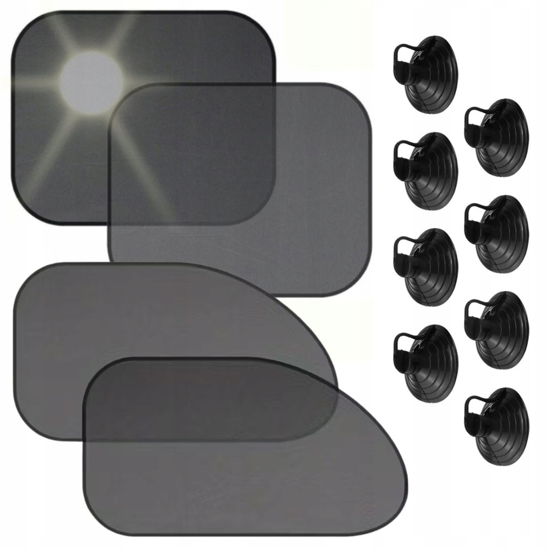 ZESTAW SAMOCHODOWE ZASŁONKI PRZECIWSŁONECZNE PRZYSSAWKI OCHRONA PRZED UV