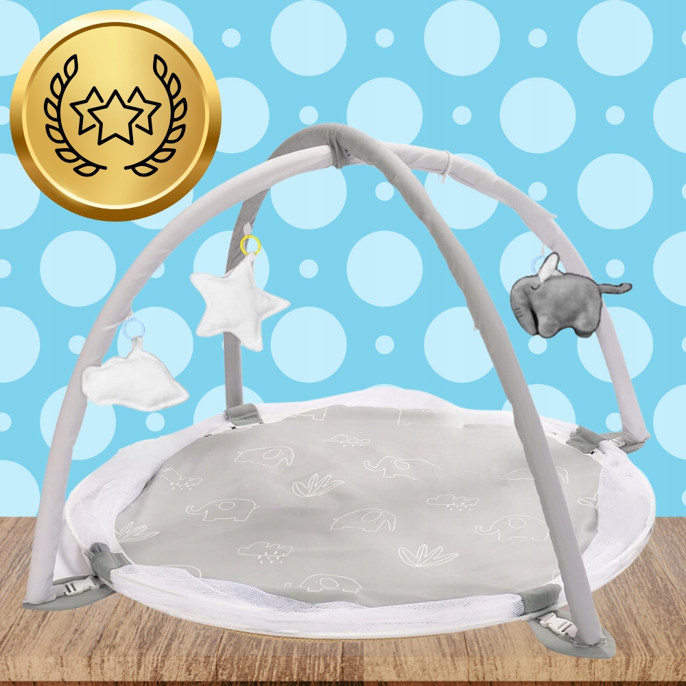 EDUCATIONAL MAT FOR BABIES INTERACTIVE 4in1 ELEPHANT BALLS PLUSH TOYS Color gray