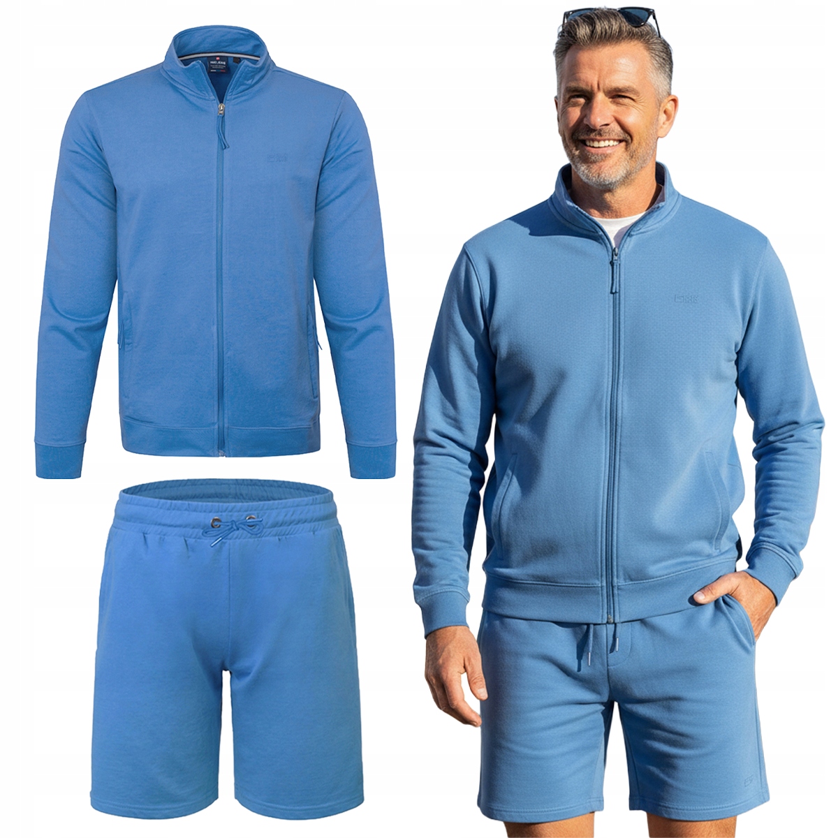 Teplákovka Pánský Komplet 2XL Bavlněná mikina bez kapuce a krátké Kraťasy